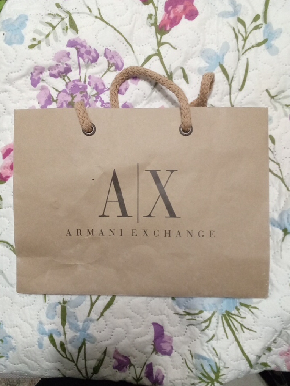 Armani Exchange Kraft Brown Shopping Bag with Rope Handles